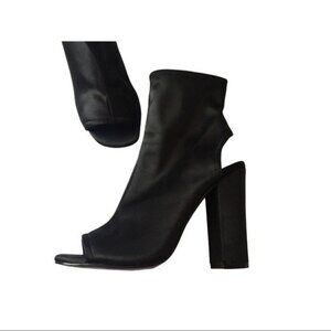 Steve Madden Alta Open Heel Ankle Boots, Black Fabric Open Toe NEW Size 7.5 M